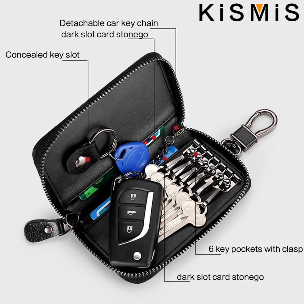 Genuine Leather KeyChain Unisex Key Bag Multifunction Organizer Wallet Holder Smart Housekeeper Car Small Key Case Keys Pouch 250515