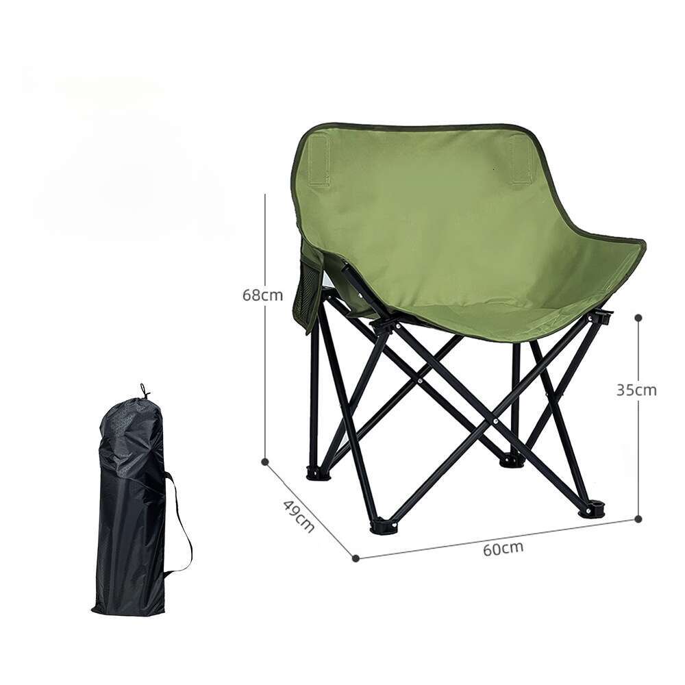 Outdoor folding chair set, portable, thickened, widened moon sedentary camping, fishing chair, barbecue, coffee shop