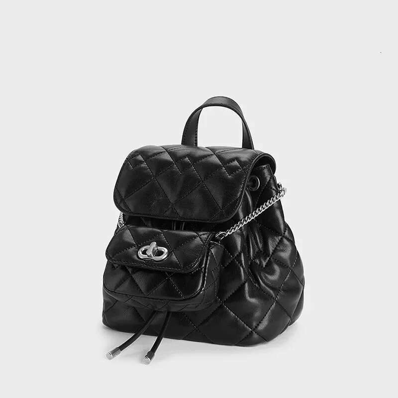 Guangzhou Women's Tweed Style Argyle Double Shoulder Bag Spring New Niche Design High-end Feeling Chain Backpack