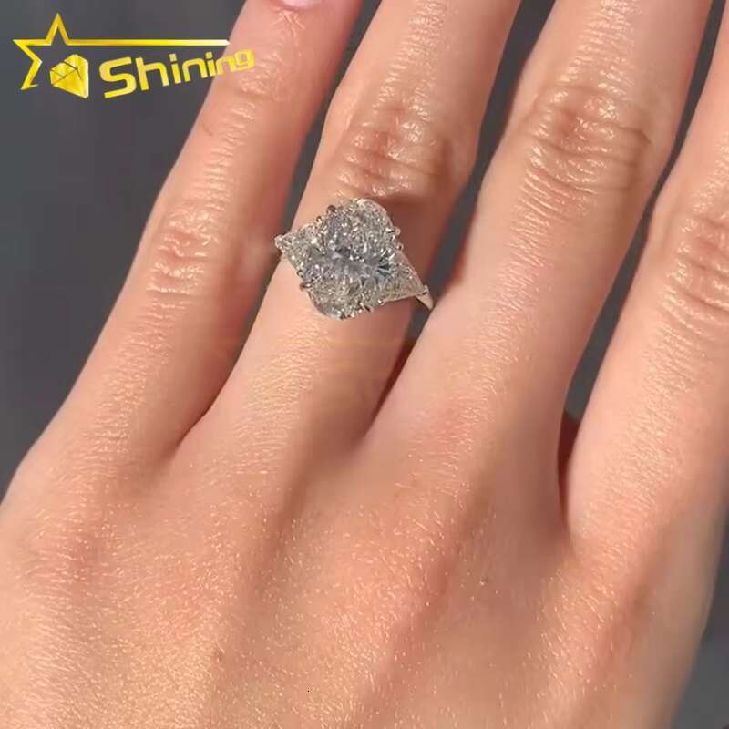 Custom CVD/HPHT Emerald Lab Diamonds Luxury 14K Real Gold Emerand Cut Band Moissanite Diamonds Wedding/Engagement Rings