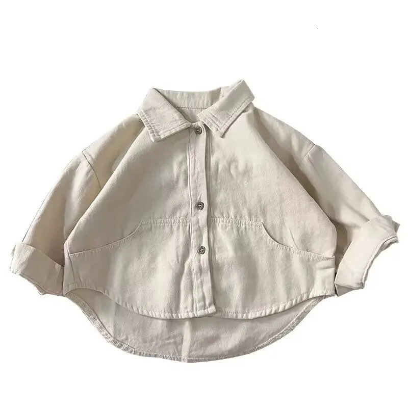Boys Shirt Spring and Autumn Girls Cotton Long sleeved Shirt Baby Solid Color Top Childrens Cardigan 250515