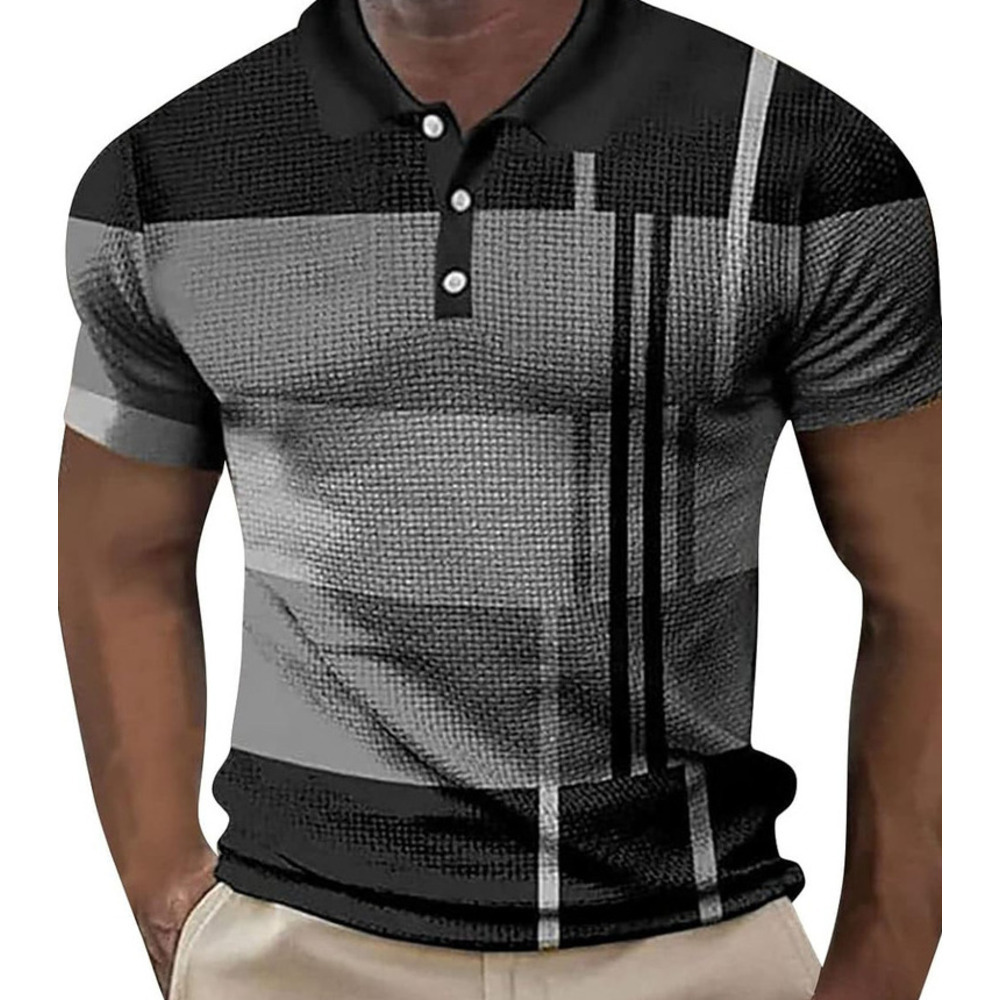 Mens Polo shirt Men's Golf Polo Button-Down Geometry Turndown 3D Print Outdoor Street Short Sleeves Print Shirt Clothing Polos shirts