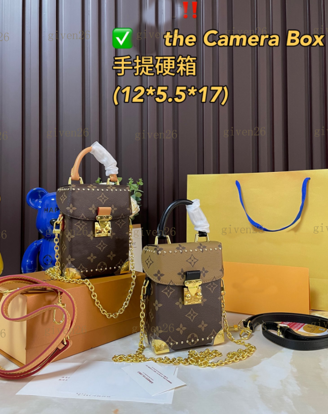 Vintage Camera Box Bag Women Designer Phone Bags Letter Flower Print Handbag Luxury Leather Bag Small Chain Shoulder Crossbody Bags Purse