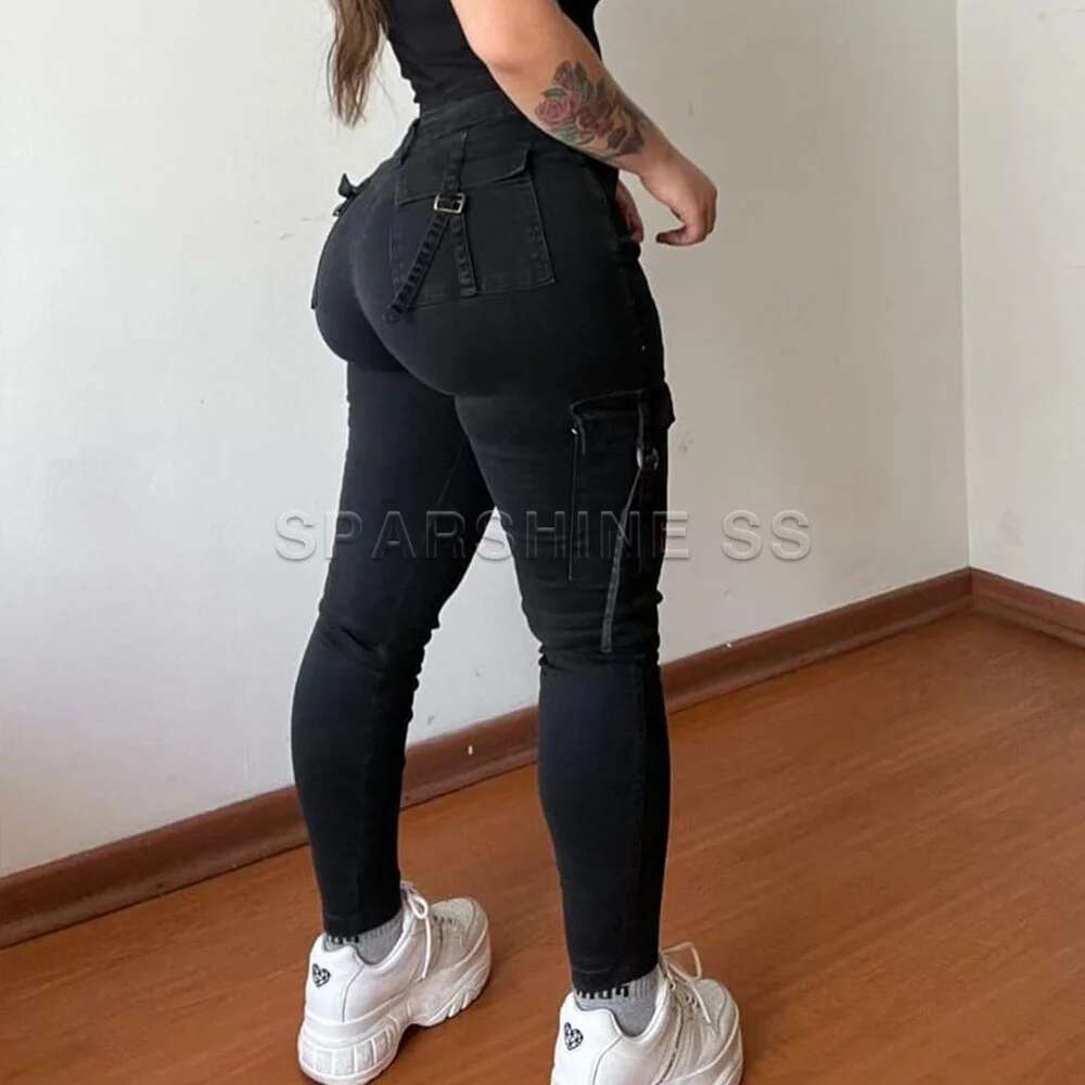 Vintage Streetwear Skinny Retro Y2k High Waist Jeans Casual Wash Cargo Women Autumn Winter Legging Denim Pants Designer