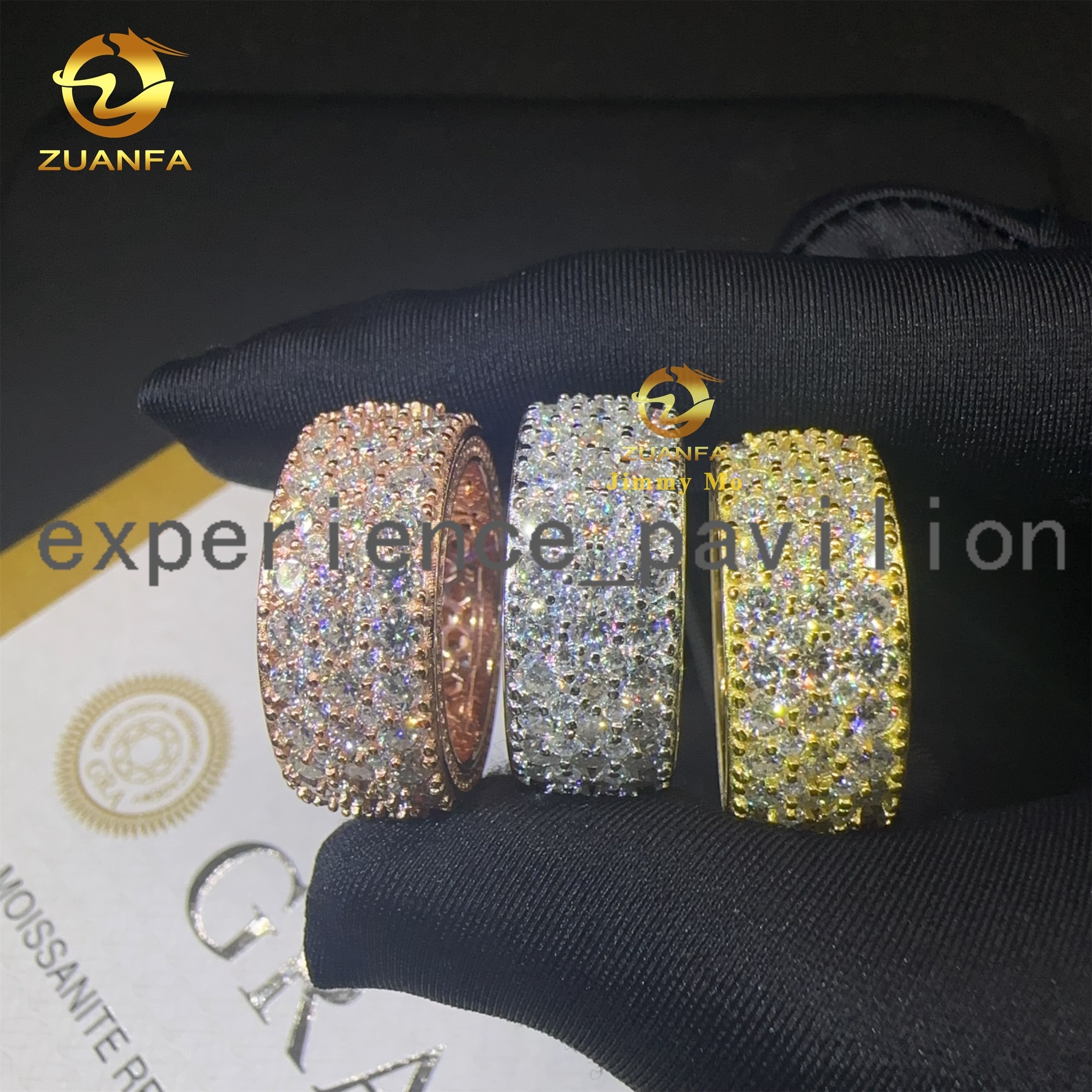 New Arrivals Luxury Jewelry Pass Diamond Tester 925 Sterling Silver Fully Iced Out VVS Moissanite Diamond Eternity Band Ring