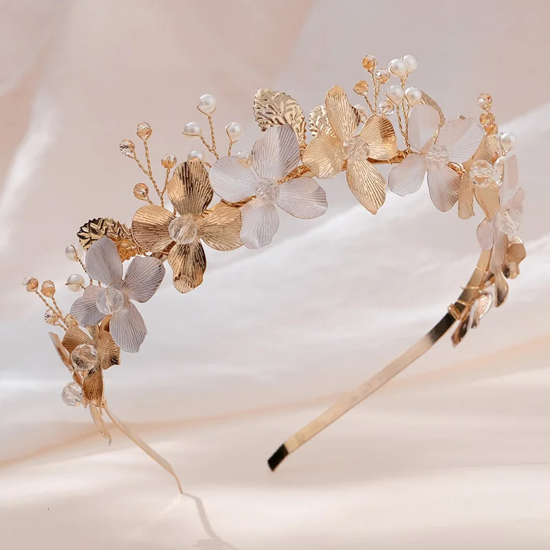 Alloy Flower And Leaf Hair Bands Handmade Bridal Head Bands Bride Wedding Prom Birthday Party Mori Headpieces 250509