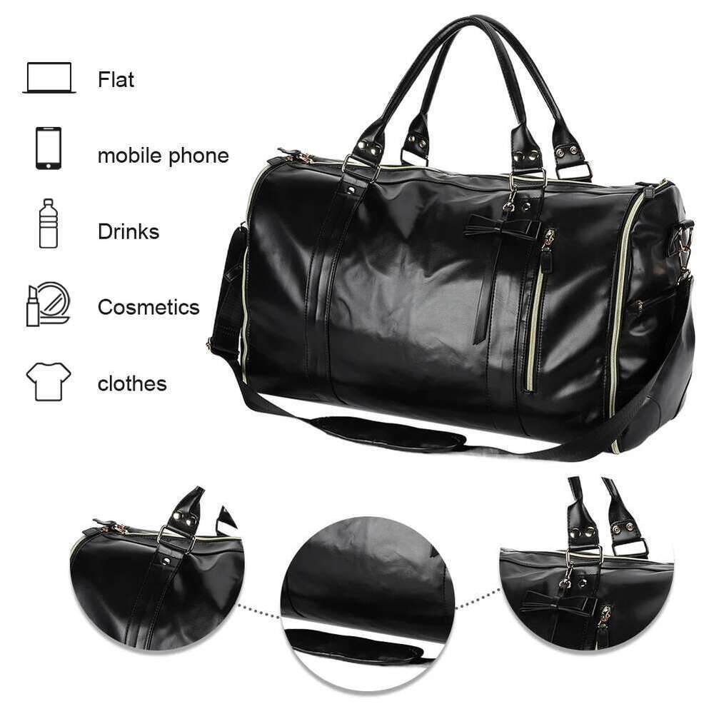 Convertible Garment Large Capacity Suit Travel Foldable PU Leather Duffle Bag for Business