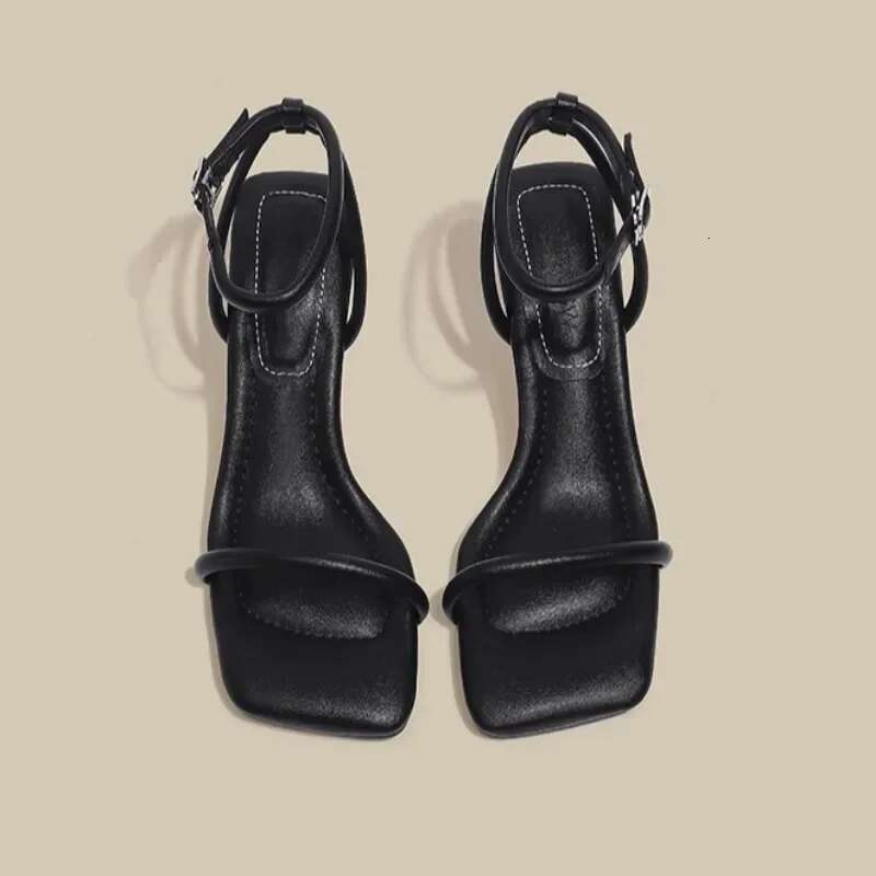 2025 Summer Women's Roman Open Toe Office and Career Fashion Buckle Strap Outdoor New Solid Best Seller Heeled Sandals