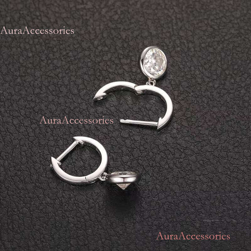 Fine Wedding Jewelry New Arrival White Gold Plated Sterling Sier 1ct VVS Moissanite Dia Drop Earrings for Women