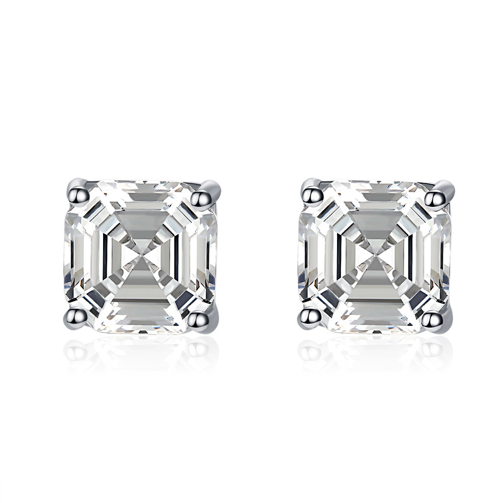 Choucong Ins Top Sell Stud Earrings Simple Fine Jewelry Real 100% 925 Sterling Silver Princess Cut White Lab Moissanite Diamond Party Women Wedding Br