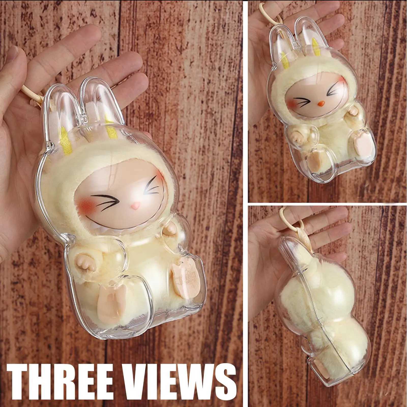 Transparent Protective Dustproof Labubu Monster Toy Doll Storage Box Cute Elf Display Cover for Par Dolls Free shipping
