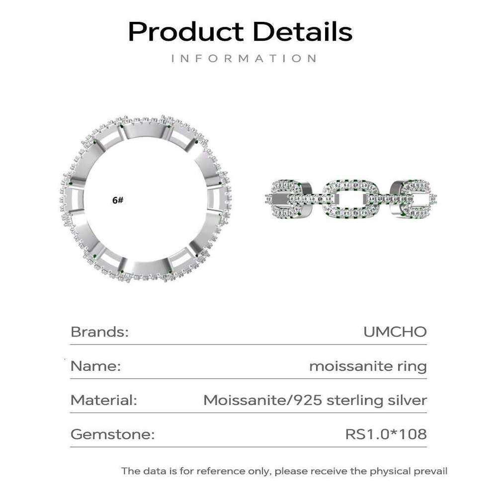 Pure silver eternal Cuban ring certified VVS1 silica chilled hip-hop style men's and women's wedding accessories
