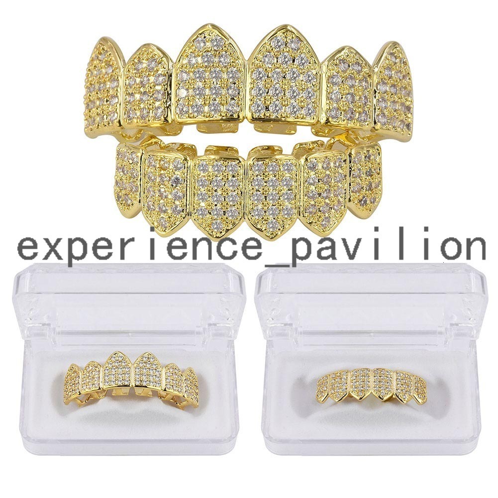Custom Bling Hip Hop Jewelry moissanite Diamond Dental Gills Top and Bottom Set 18k Gold Teeth Grillz