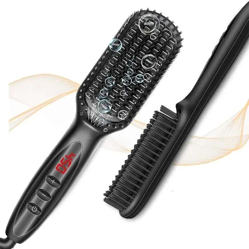 Ceramic Hot Iron Double PTC Heated Thermal Brush Tourmaline Ionic Hair Curler Digital Display Curling Wand