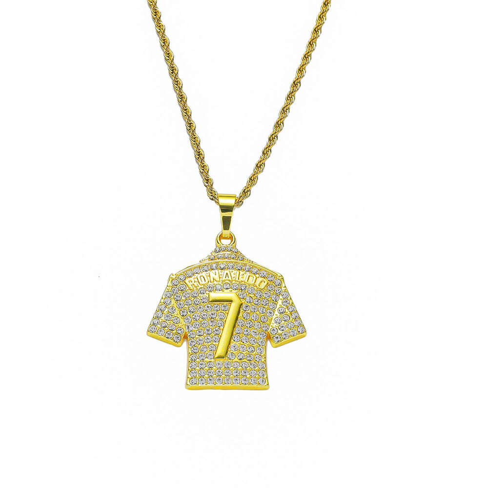 Hip Hop Personalized Trend Set with Full Dia Size 7 Jersey Pendant 3D Men's Necklace