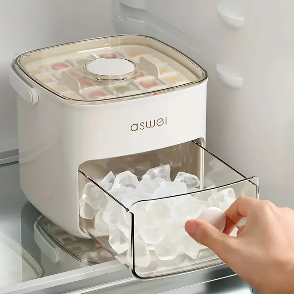 Large 48-grid Ice Cube Machine with Easy-to-slip Double-layer - Food-grade Plastic Storage Tray 250515