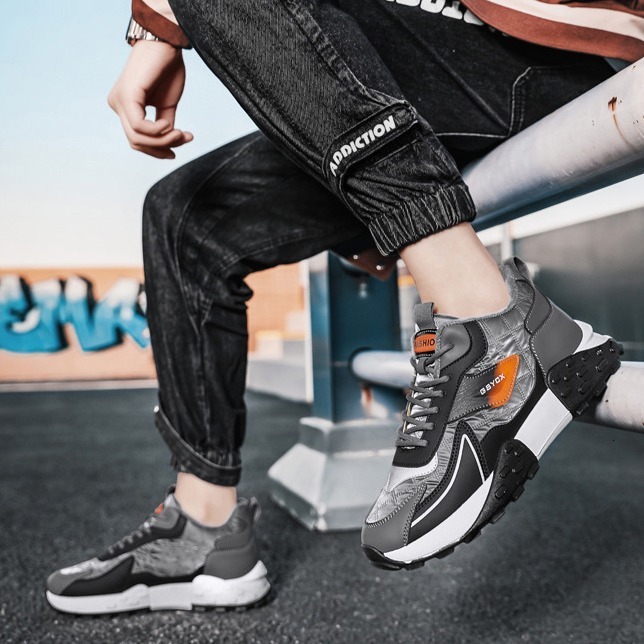 Men's 2025 spring new sports and leisure thick soled dad fashionable height increasing versatile trendy men's shoes