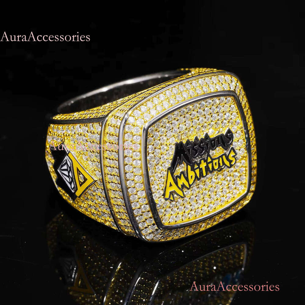 Jewelry Sterling Sier VVS Moissanite Dia Custom Letter Name Iced Out Hip Hop Championship Ring for Men