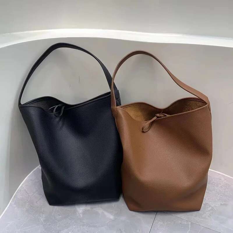 Korea Bucket Tote For Women Sling Shoulder Large Capacity Handbag Shopper With Small Bag