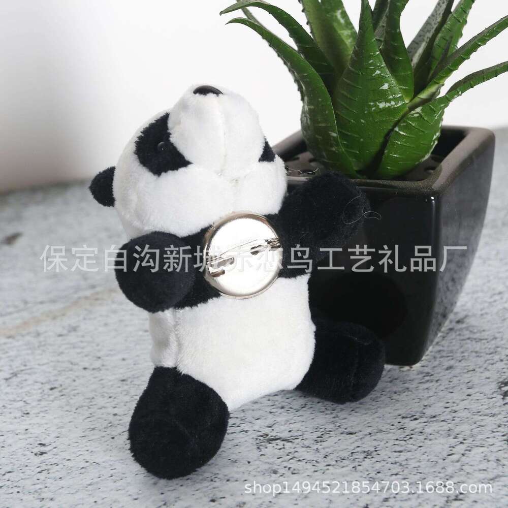 Panda brooch crouching bear pin cute panda doll cartoon plush accessories