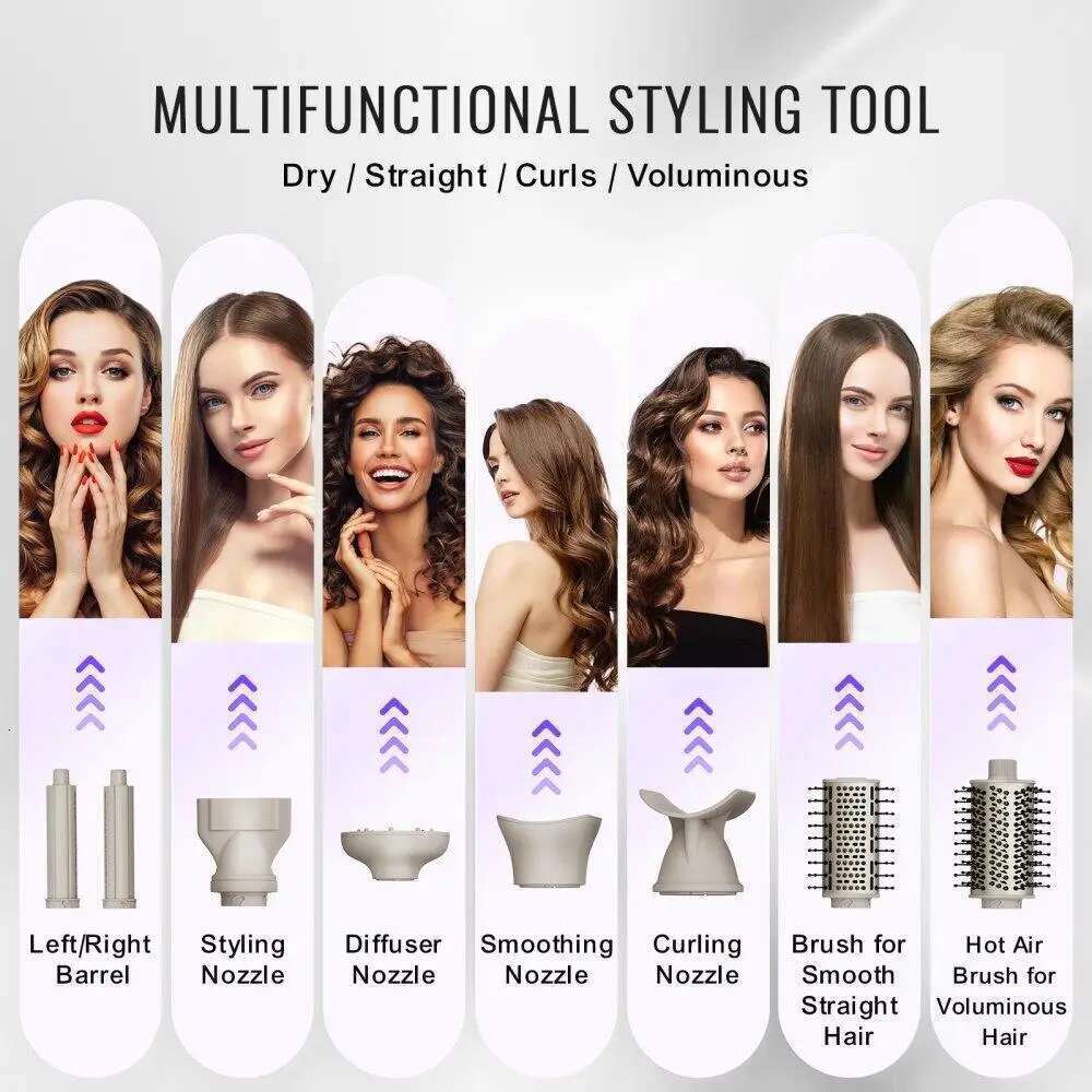 8 Piece Curling Iron Set 1.25 Inch Ceramic Wand for All Hair Types