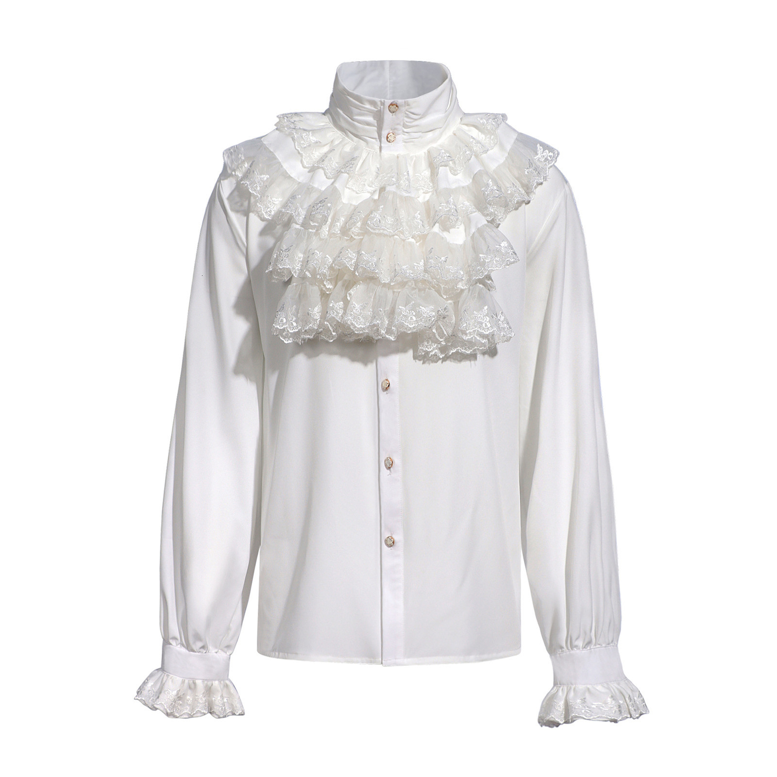 Fashion Men Shirt Stand Collar Solid Color Long Sleeve Ruffle Casual Men Clothing Streetwear Elegant Camisas S-5XL INCERUN 240827