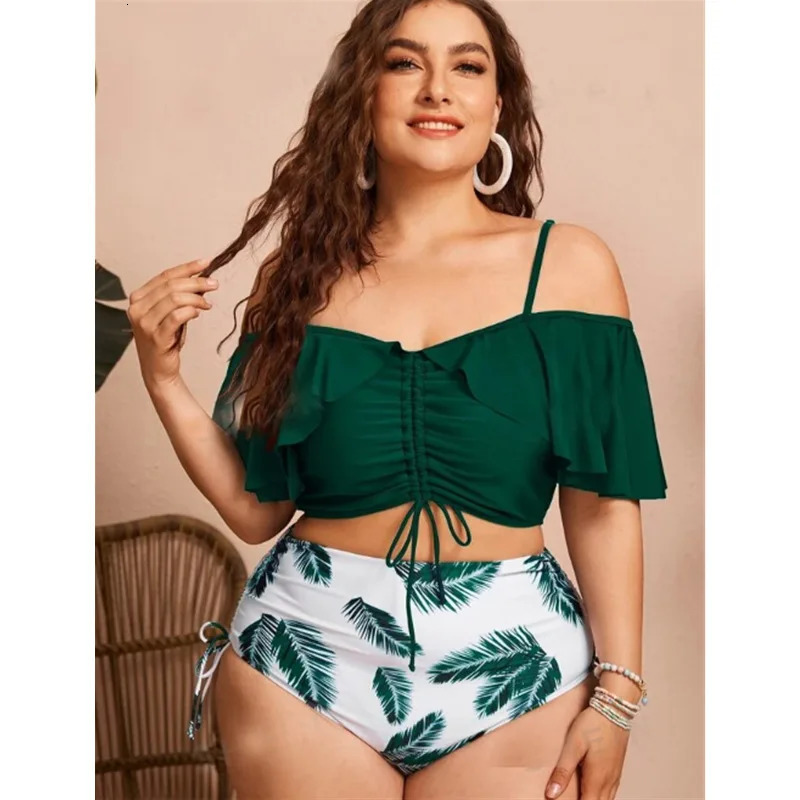 2025 Women Push Up Bikinis Set Swimwear Plus Size High Waist Swimsuit Larges Big Plussize Swimming Suits Bathing Beachwear 250515