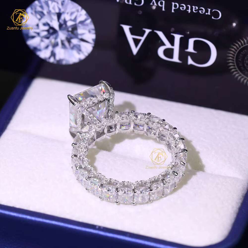 Radiant Moissanite Dia Ring Sterling Sier Engagement Fine Jewelry for Men