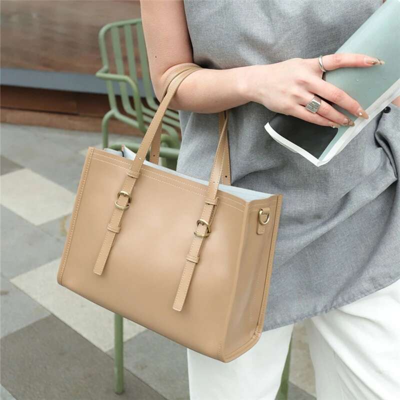 Toptrends 3 Layers Genuine Leather Large Shoulder Bags For Women 2025 Designer Shopper Tote Office Work Ladies Handbags