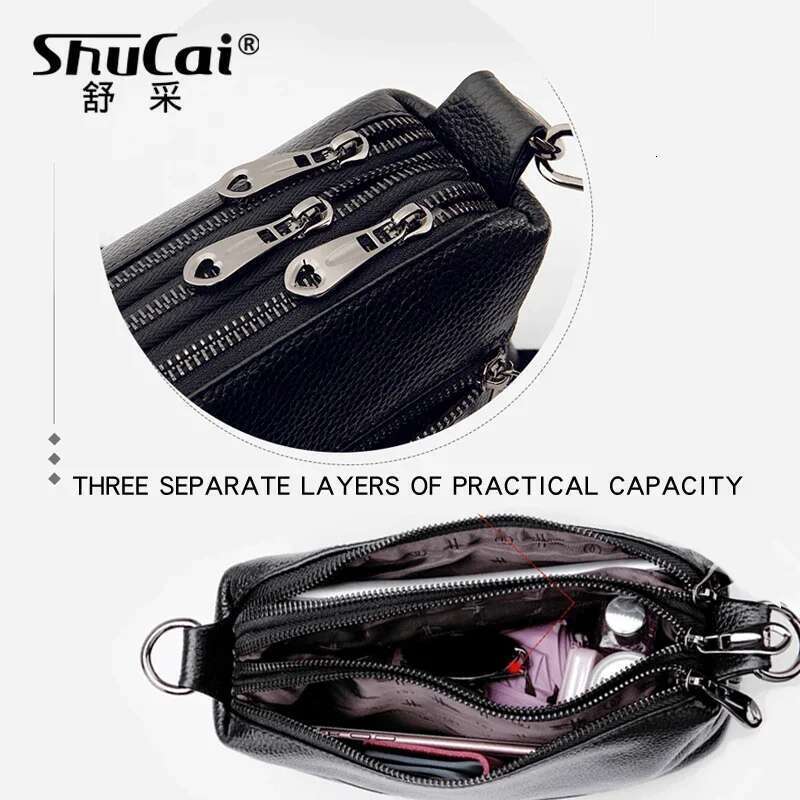 Genuine Leather Shoulder Fashion Crossbody Bag For Women Ladies Solid Casual Small Messenger Bags