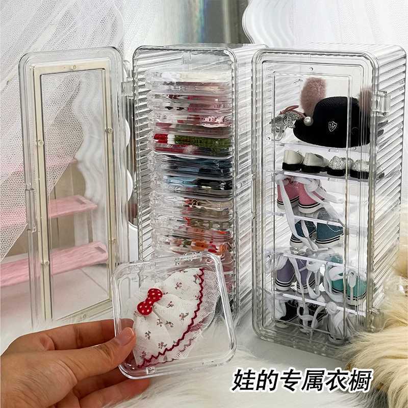 17cm Labubu Clothing Ob11 Dustproof Wardrobe Shoe Cabinet Cotton Bjd Doll Accessory Storage Box Free shipping