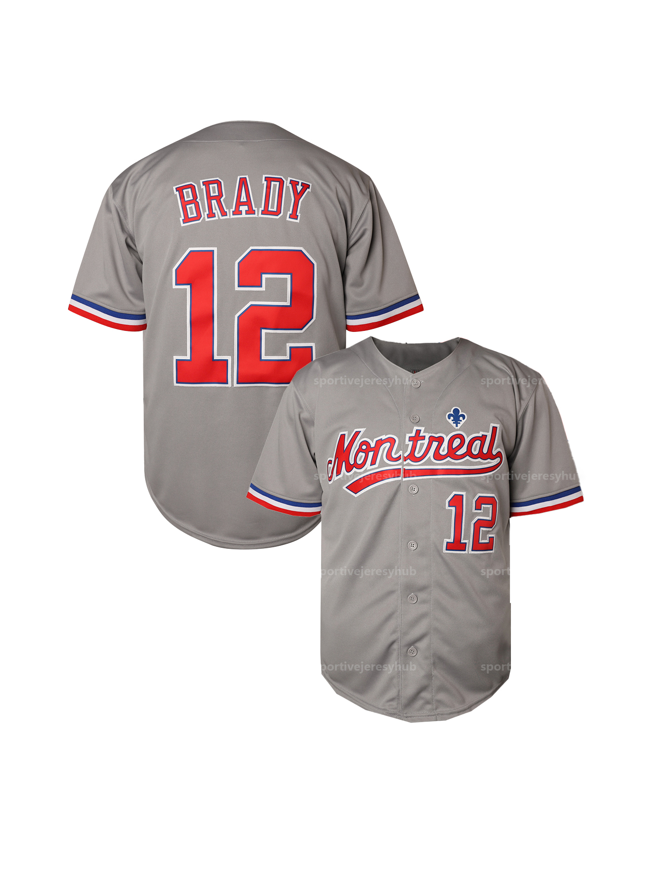 Wholesale Grey Baseball Jerseys BRADY 12-Quick Drying Moisture Conducting ,Quick Dry No Ironing ,Lightweight Resistant To Wrinkling And Wear