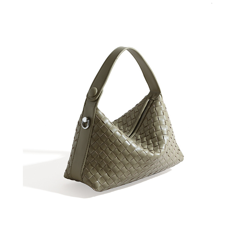 New minimalist women's commuting single shoulder large capacity hand-held woven bag solid color designer dumpling bag diamond grid woven bag vers