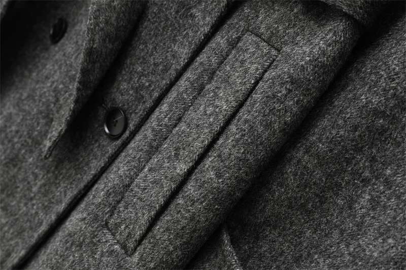 RARF 2025 new wool blend lapel with belt double breasted woolen women's trench coat