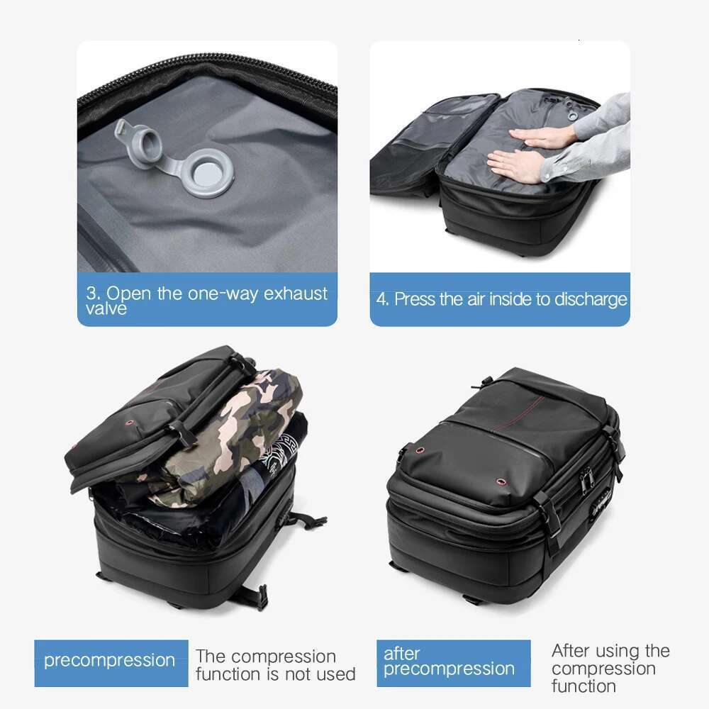 3Pcs Travel Vacuum Compression 17 Inch Laptop Business Large Capacity Expanded Backpack With Anti-Theft Lock