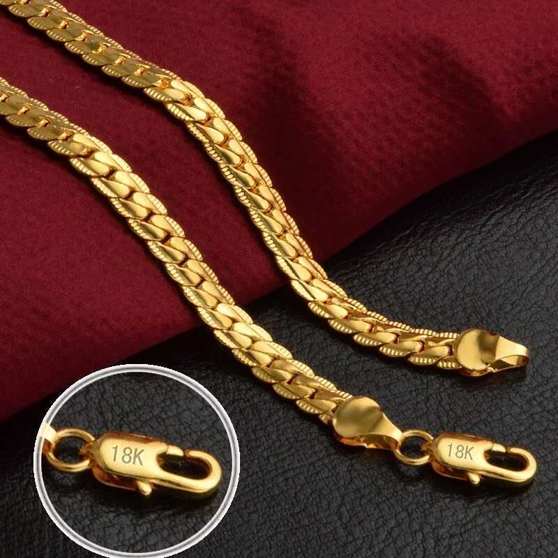 Sterling Sier Gold 6Mm Chain Bracelets Neckalce For Women Men Fashion Party Wedding Jewelry Sets Gifts