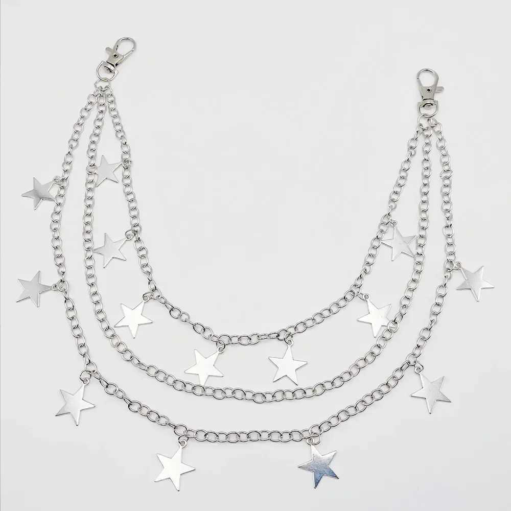 Hip Hop Punk Belt Chain Pentagram Pendant Waist Belts Ins Korea Fashion Personality Multi-layer Metal Chain Menwomen Pants Chain Y250515