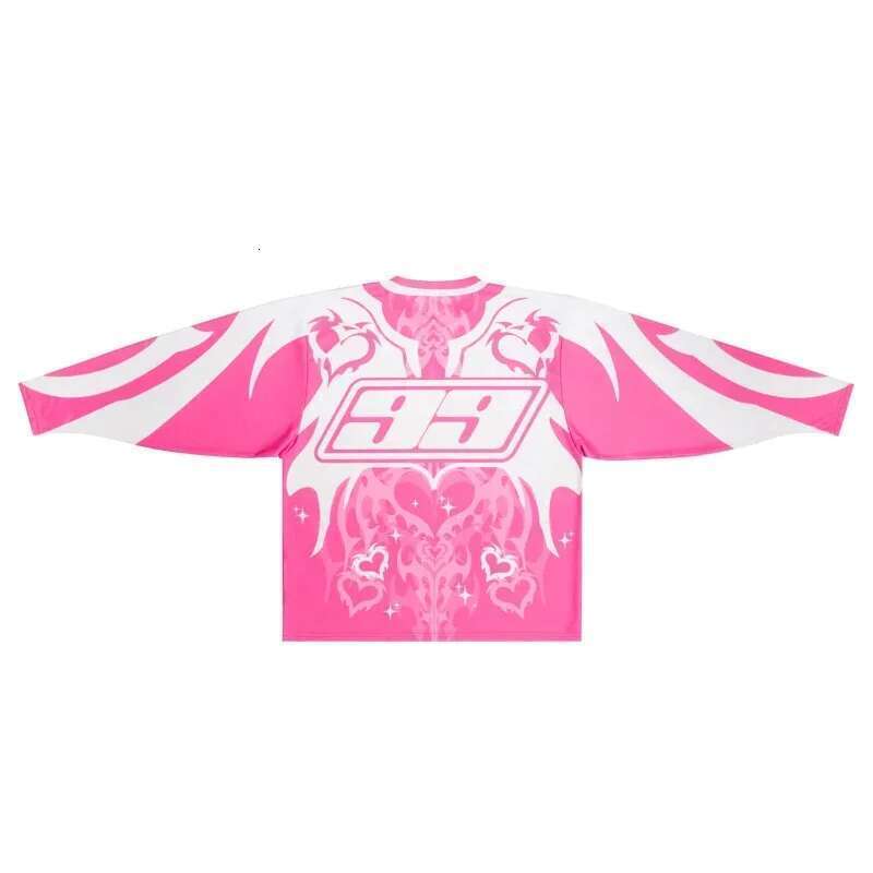 Y2K Trendy Jersey Pink Love Graphic Long Sleeve T Shirt Dead Blonde Retro Gothic Casual Unisex Loose Pullover Women Streetwear