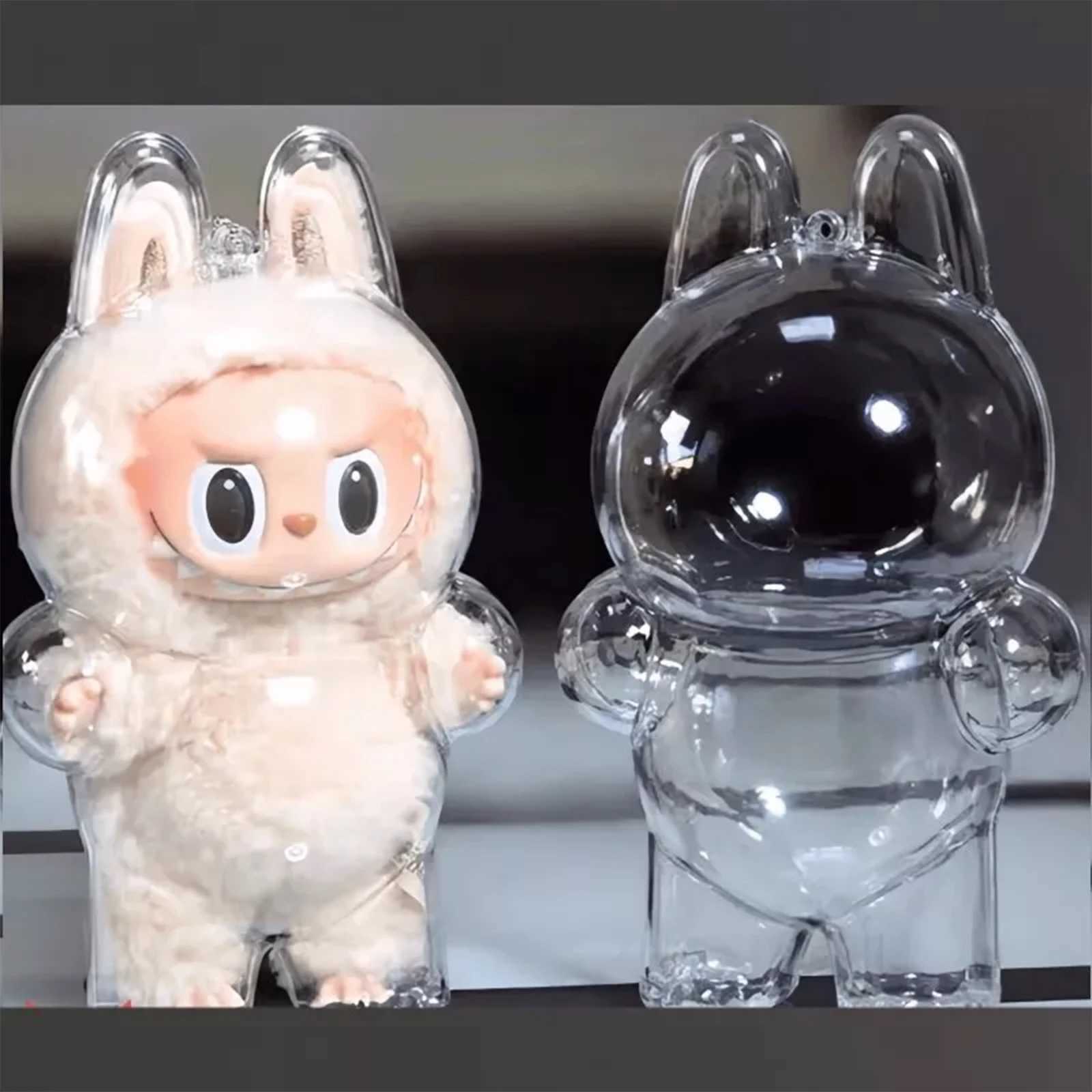 Transparent Protective Dustproof Labubu Monster Toy Doll Storage Box Cute Elf Display Cover for Par Dolls Free shipping