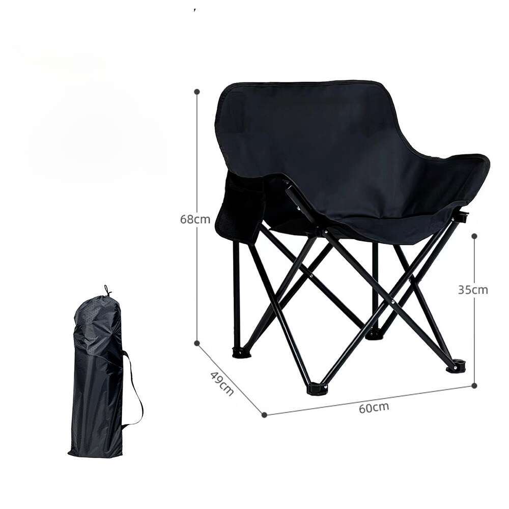 Outdoor folding chair set, portable, thickened, widened moon sedentary camping, fishing chair, barbecue, coffee shop