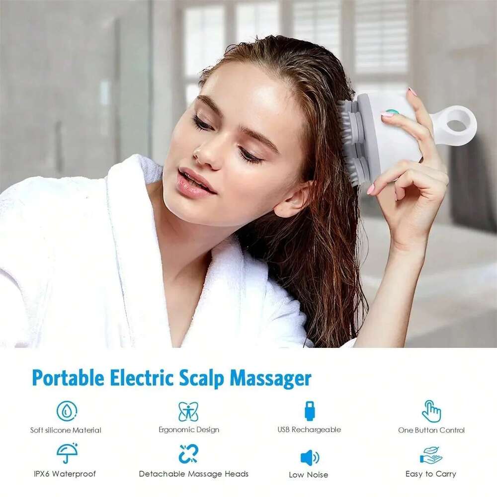 Electric Massager,With Kneading Massage Nodes, Used For Pressure Relaxation And Deep Cleaning Of The Scalp