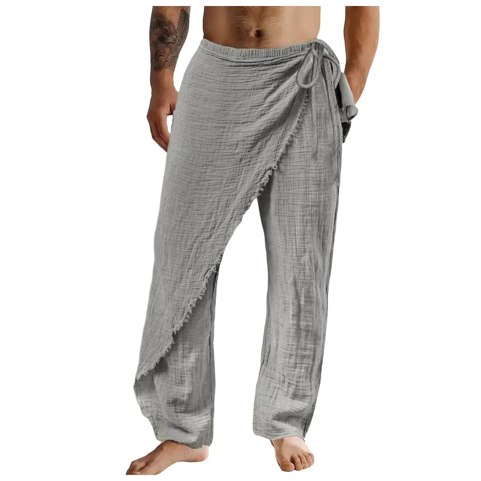 Mens Casual Pants Breathable Loose Beach Cotton Linen Men Elastic Camping Hiking Fishing Climbing Outdoor Sports Trousers 250515