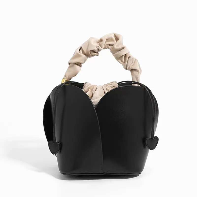 Large Capacity Fashion Women's Handbag Textured Leather Veet Bucket Lady Purse Shoulder Messenger Female Casual Bag