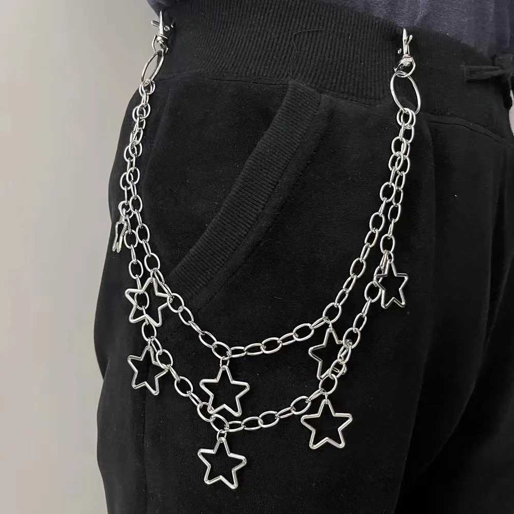 1pc Star Double Layer Waist Chain Mens Decorative Pant Chain Jeans Trouser Chains Hip Hop Rock Chain Punk Retro Belt Chain Y250515