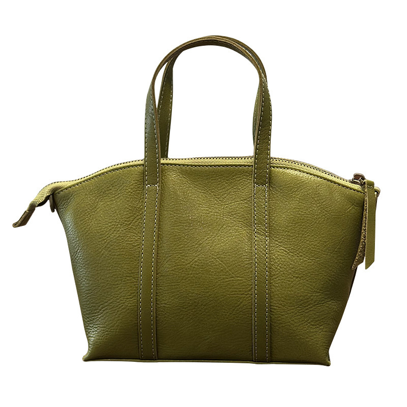 2025S designer mini shell genuine women top layer cowhide shoulder crossbody bag vegetable tanned leather Korean version artistic handbag soft