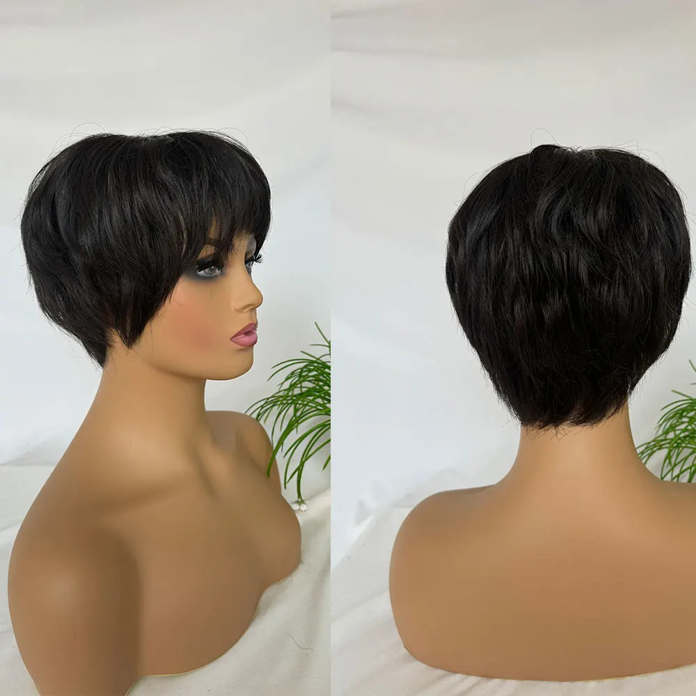 Full Lace Silk Base Top Short Curly Pixie Cut Wigs Human Hair for Black Women Glueless Wig Short Wigs Natural Color 5x5inch 250512