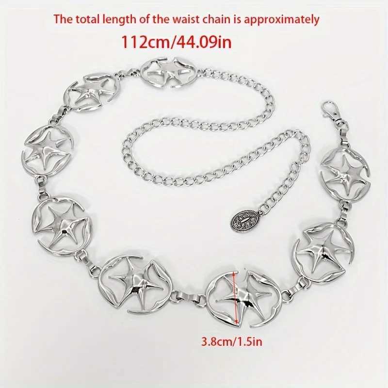 New silver womens waist chain belt Y2K punk jeans pants metal dress belt womens waist chain Y250515