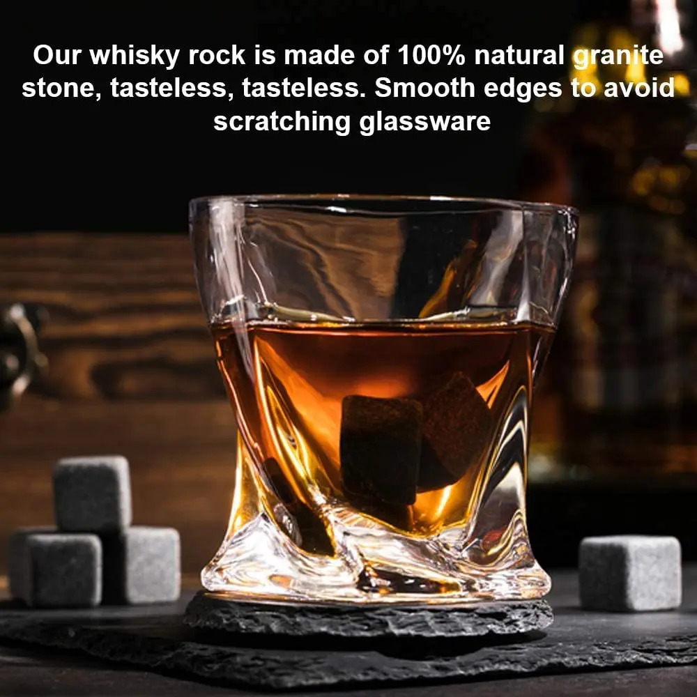 9Pcs Whiskey Stones Gift Set Granite Chilling Stones Whiskey Rocks Reusable Ice Cubes Gift for whiskey lovers 250515