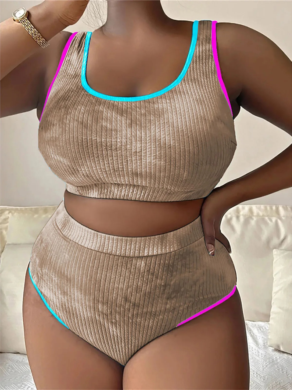 0XL - 4XL Tie Dye Bikini Large Size Swimwear Plus Size Women Swimsuit Female Two-pieces Bikini set Bather Bathing Suit K5948 250515