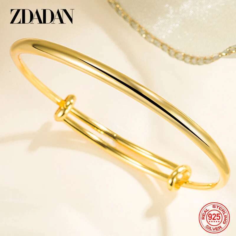 ZDADAN Sterling Sier Gold Adjustable Bracelet Bangle For Women Fashion Jewelry